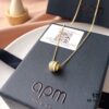 APM Monaco Silver-Plated Gold-Tone Necklace with Crystal Pendant for Women, Elegant Circular Locket Chain