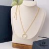 APM Monaco Gold-Tone Sterling Silver Crystal-Paved Pearl Necklace for Women, Pendant Collar Chain with Adjustable Length