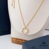 APM Monaco Gold-Tone Sterling Silver Crystal-Paved Pearl Necklace for Women, Pendant Collar Chain with Adjustable Length