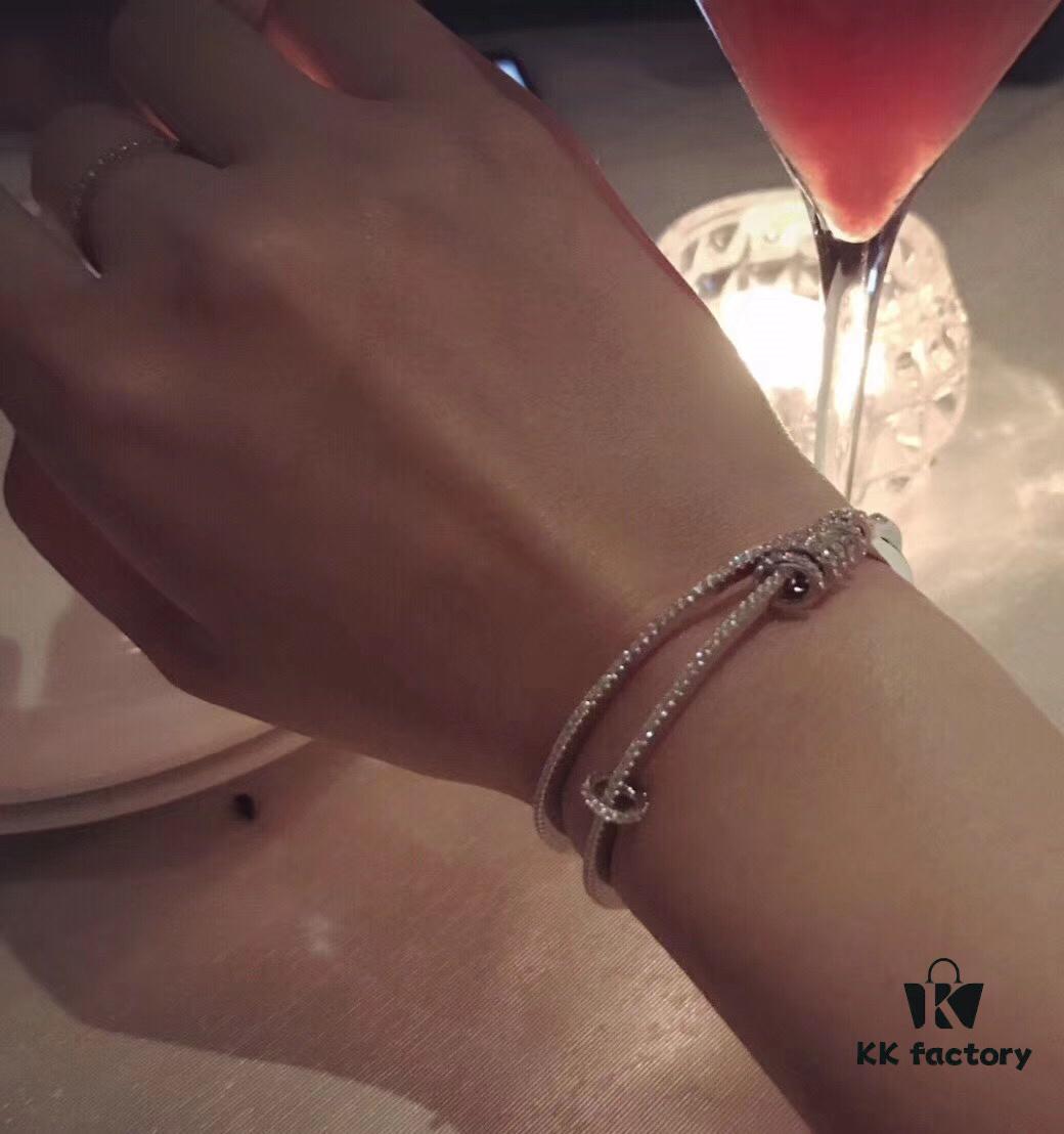 APM Monaco Style Full Diamond Round Open Bangle Bracelet, Double Layer Piercing Cuff, Elegant and Charming