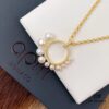 APM Monaco Gold-Tone Sterling Silver Crystal-Paved Pearl Necklace for Women, Pendant Collar Chain with Adjustable Length