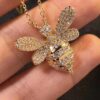APM Monaco Silver Plated with Gold Bee Necklace with Sparkling Zircon Crystals