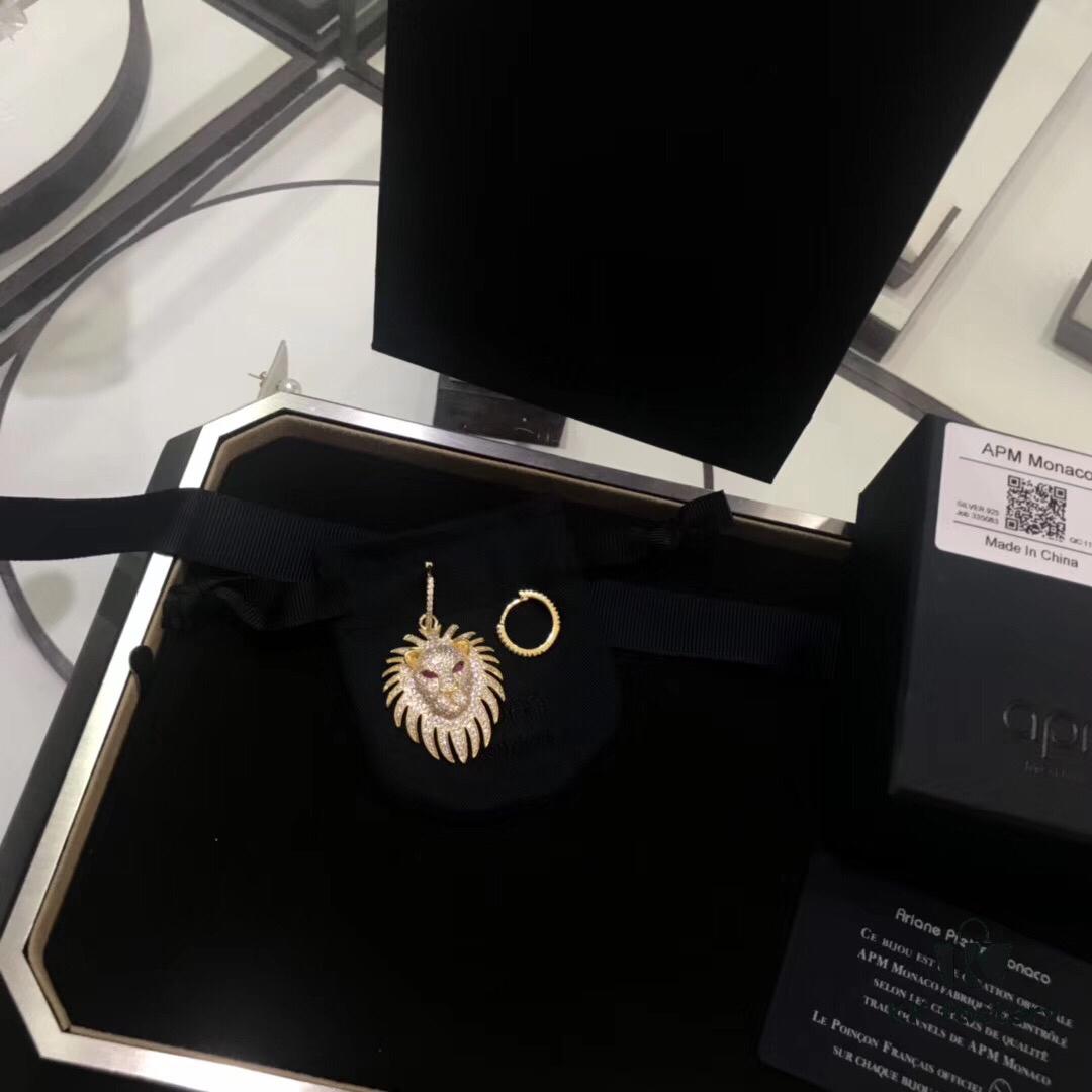 APM Golden Lion Asymmetrical Pendant Earrings