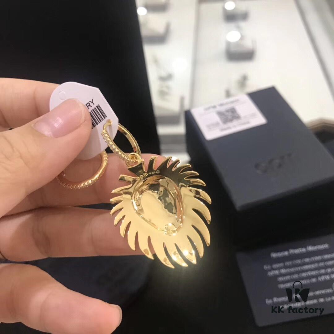 APM Golden Lion Asymmetrical Pendant Earrings