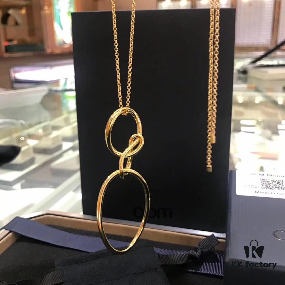 APM Monaco Necklace for Women, Collarbone Chain, French Minimalist Luxury Jewelry, Vintage Silver Pendant Necklaces