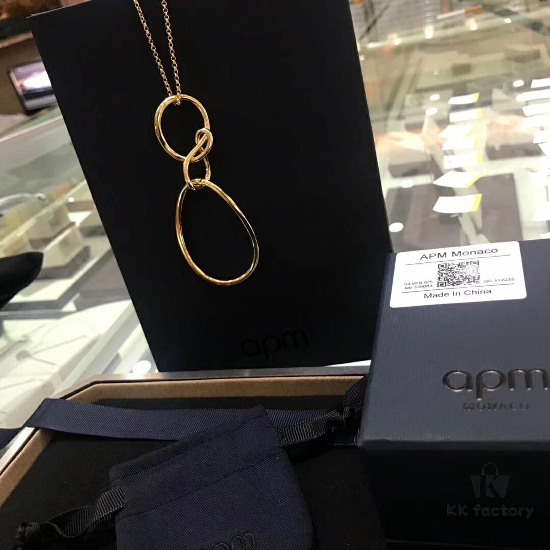 APM Monaco Necklace for Women, Collarbone Chain, French Minimalist Luxury Jewelry, Vintage Silver Pendant Necklaces