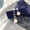 APM Monaco Asymmetrical Petal with Freshwater Pearl Earrings, Designer Silver Drop Earrings for Women