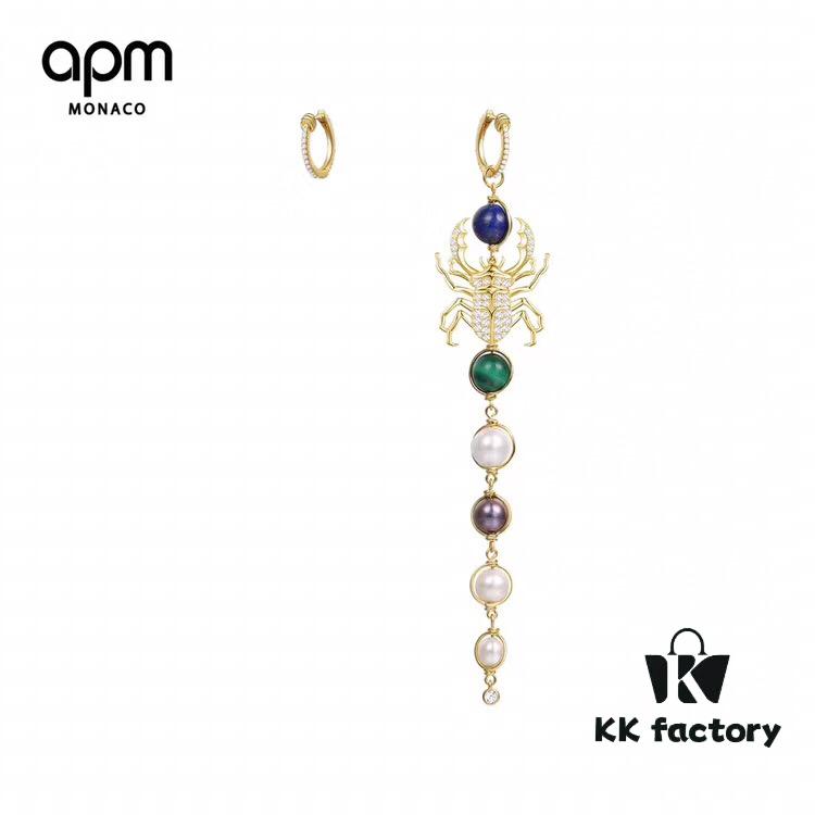 APM Asymmetrical Scarab Drop Earrings