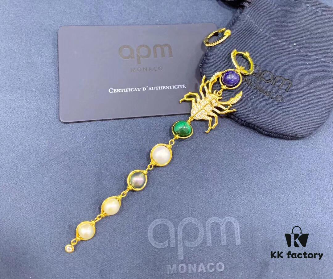 APM Asymmetrical Scarab Drop Earrings