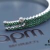 APM Monaco JANVIER Collection Silver Plated Mint Green Crystal Crocodile Cute Open Bangle Bracelet for Women