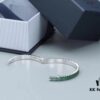 APM Monaco JANVIER Collection Silver Plated Mint Green Crystal Crocodile Cute Open Bangle Bracelet for Women