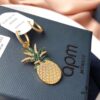 GLNaza Same Style‼️ APM Monaco Pineapple Earrings Golden Asymmetric Long Earrings for Women, Ins-Style Pineapple Pendant Earrings, Elegant Fashion Silver Jewelry, 925 Sterling Silver with Micro-Paved Crystals Gold Plated, Latest Counter New Arrival, Returnable if Not Satisfied, Complete Packaging