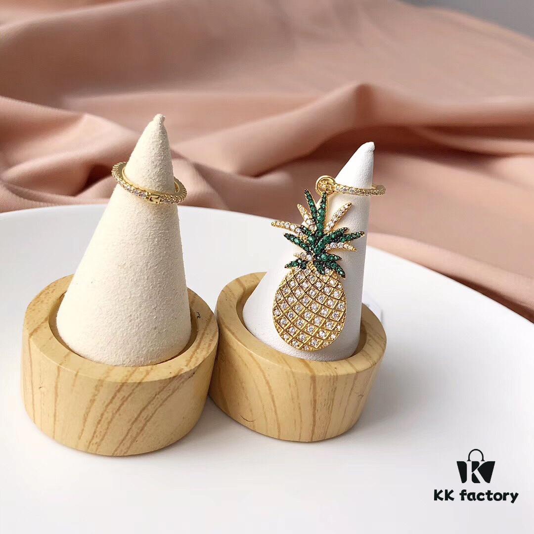 GLNaza Same Style‼️ APM Monaco Pineapple Earrings Golden Asymmetric Long Earrings for Women, Ins-Style Pineapple Pendant Earrings, Elegant Fashion Silver Jewelry, 925 Sterling Silver with Micro-Paved Crystals Gold Plated, Latest Counter New Arrival, Returnable if Not Satisfied, Complete Packaging