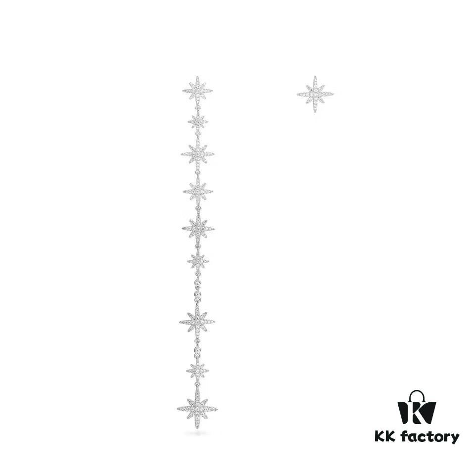 APM Monaco New Summer Collection Earrings for Women, Stylish Asymmetric Long Dangle Earrings with Star and Moon Design