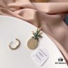GLNaza Same Style‼️ APM Monaco Pineapple Earrings Golden Asymmetric Long Earrings for Women, Ins-Style Pineapple Pendant Earrings, Elegant Fashion Silver Jewelry, 925 Sterling Silver with Micro-Paved Crystals Gold Plated, Latest Counter New Arrival, Returnable if Not Satisfied, Complete Packaging