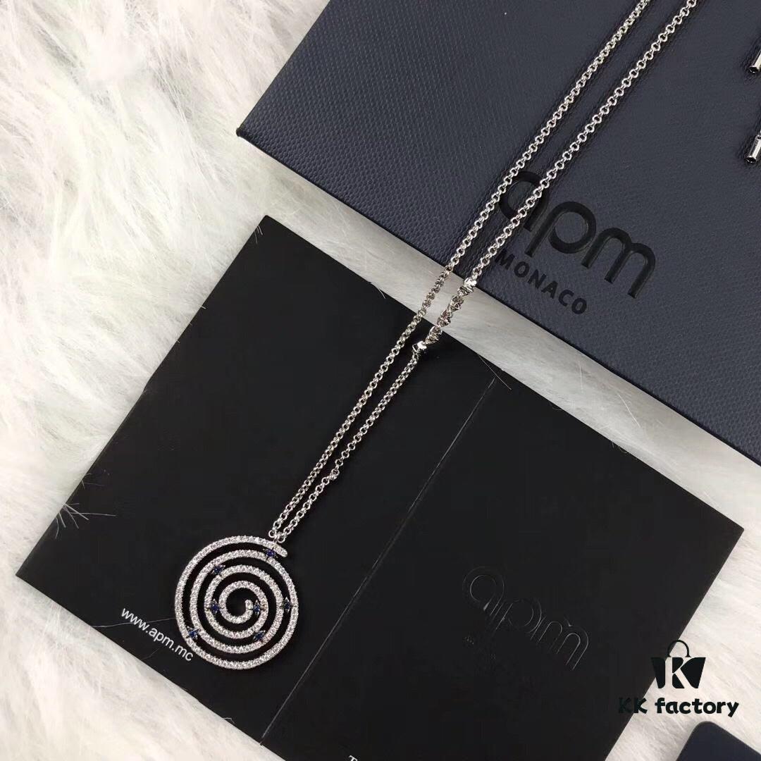 APM Monaco MANDALA Necklace, Sweater Chain, Pendant for Collarbone – Mysterious Infinity Circle, Continuation of the Beauty of Life