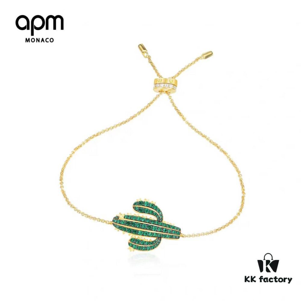 APM Monaco Sterling Silver Cactus Bracelet with Colorful Crystal Zirconia