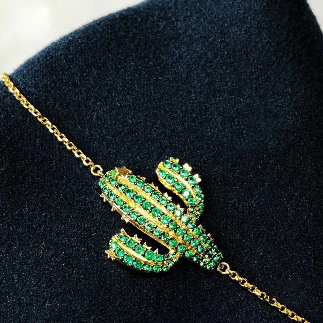 APM Monaco Sterling Silver Cactus Bracelet with Colorful Crystal Zirconia