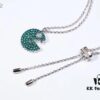 APM Monaco Silver Plated Mint Green Crystal 'PAC' Necklace for Women, Choker Style, Fashionable with Retro Charm