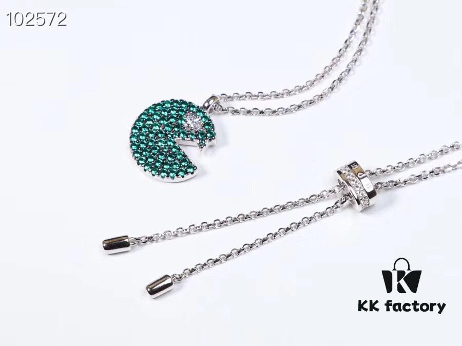 APM Monaco Silver Plated Mint Green Crystal 'PAC' Necklace for Women, Choker Style, Fashionable with Retro Charm