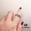 APM Monaco Double Layer Interlocking Ring in S925 Sterling Silver, Dyed Heat and Liu Shishi's Style, US Size 6-7-8