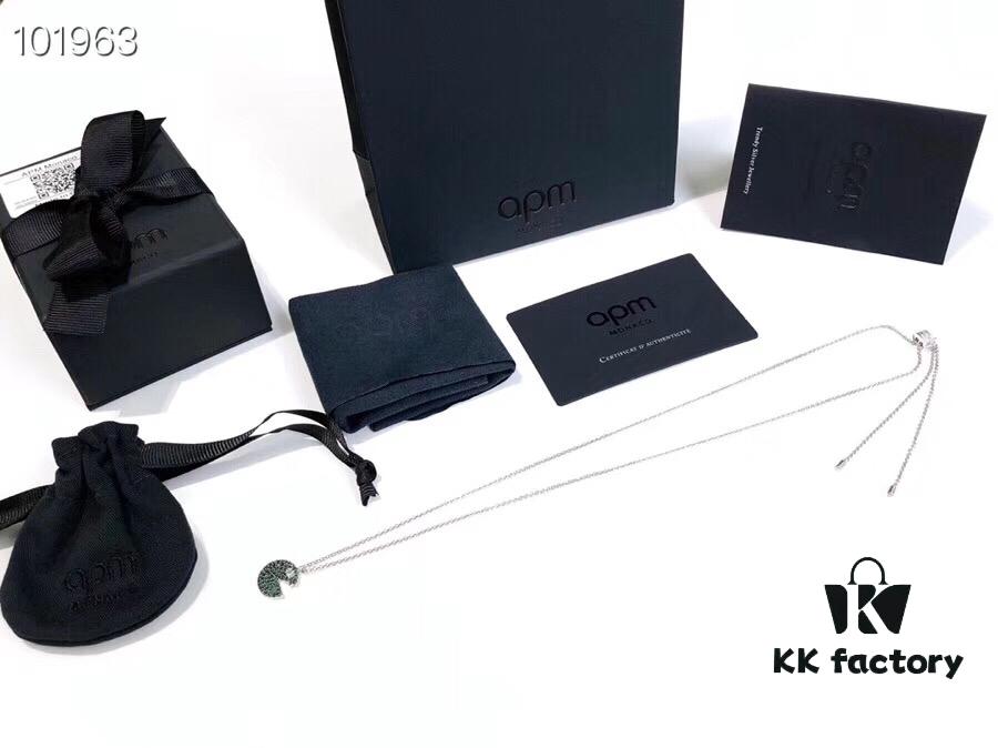 APM Monaco Silver Plated Mint Green Crystal 'PAC' Necklace for Women, Choker Style, Fashionable with Retro Charm