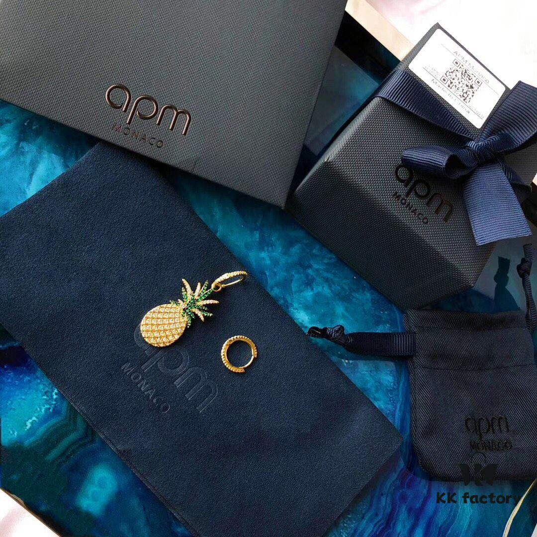 APM Monaco Pineapple Fruit Earrings with Yellow Crystal and Gold-Plated Silver, Made of 925 Sterling Silver! Brilliant Hand-Set Zirconias Shine Brightly in the Sun ✨