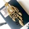 APM Monaco Gold-Tone Silver Crystal Dreamcatcher Vintage Minimalist Fashion Statement Necklace for Women