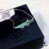 APM Monaco JANVIER Collection Crocodile Pendant Necklace with Mint Green Crystals, Adjustable Chain