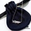 APM Monaco Silver Crystal-Encrusted Crocodile Necklace for Women, Minimalist Autumn-Winter Collarbone Chain