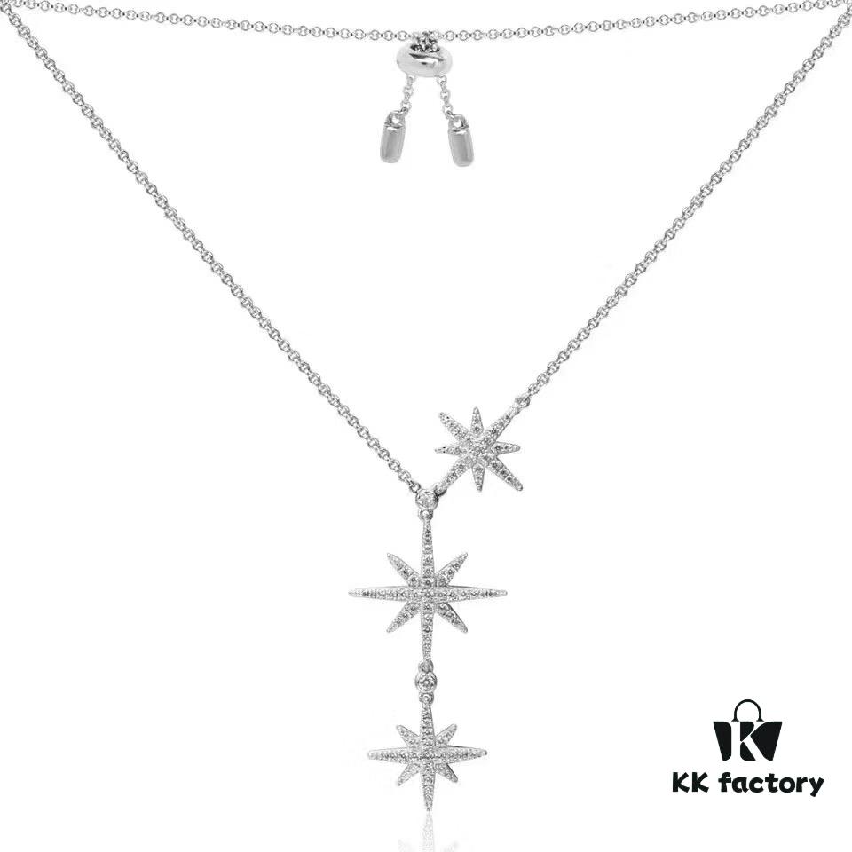 APM Monaco Silver Meteorite Crystal Star 3-Meter Necklace