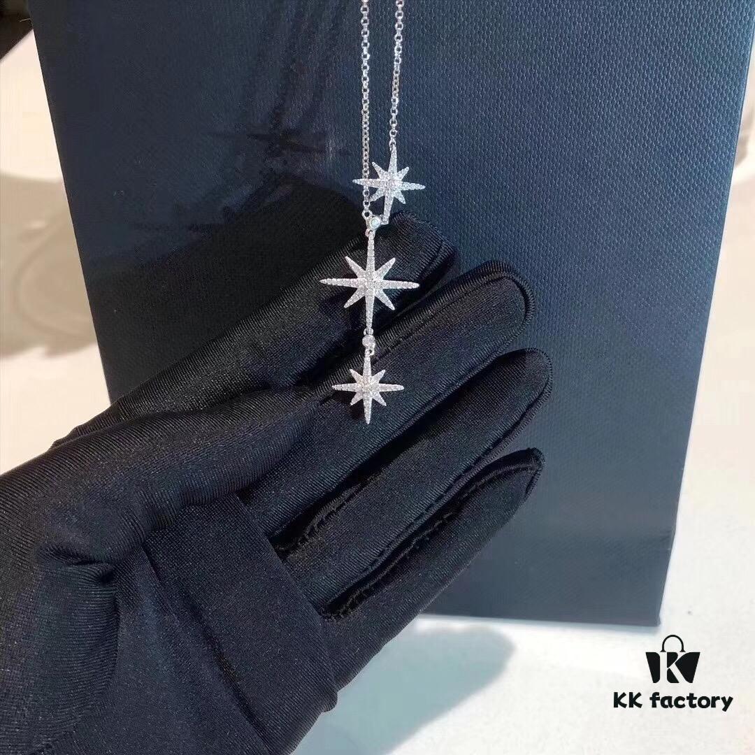 APM Monaco Silver Meteorite Crystal Star 3-Meter Necklace