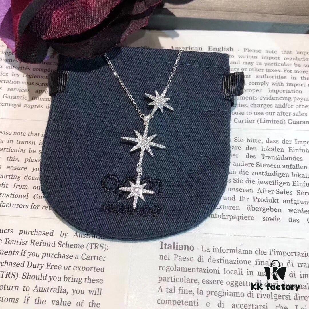 APM Monaco Silver Meteorite Crystal Star 3-Meter Necklace