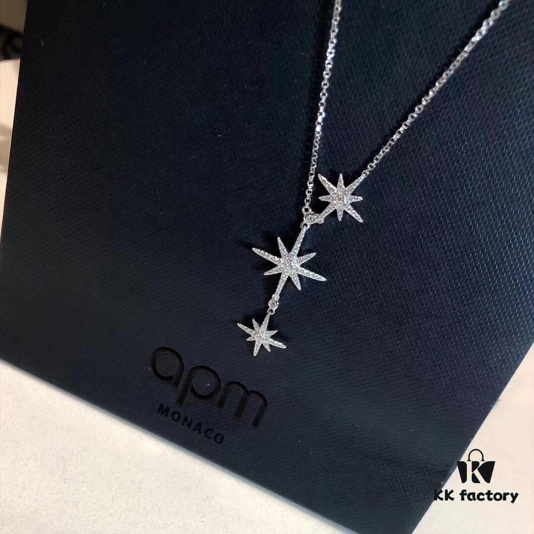 APM Monaco Silver Meteorite Crystal Star 3-Meter Necklace