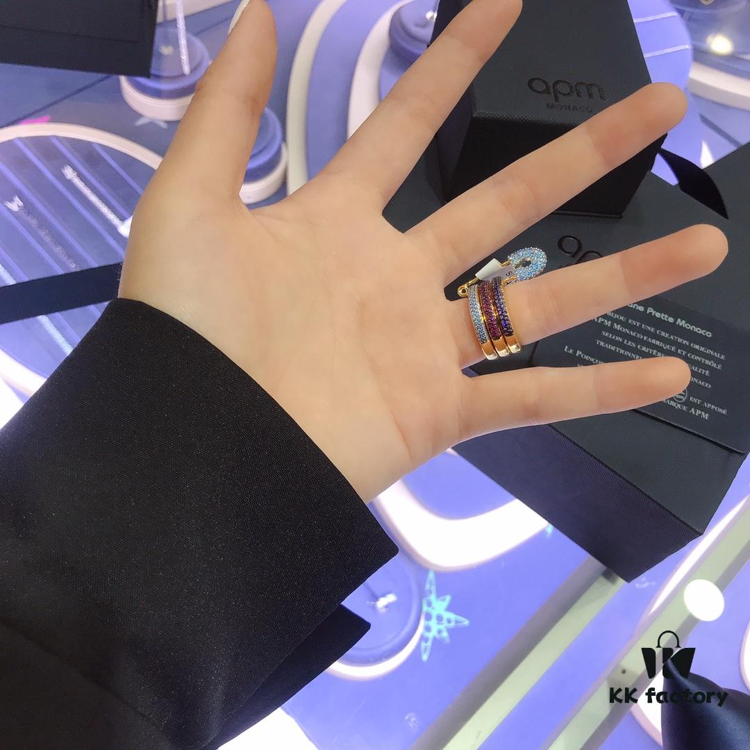 A Jia Safety Pin Ring, INS Multicolor Contrast, Unique Fashionable Design, Stylish European and American Style, Versatile Colorful Safety Pin Inspired Finger Ring