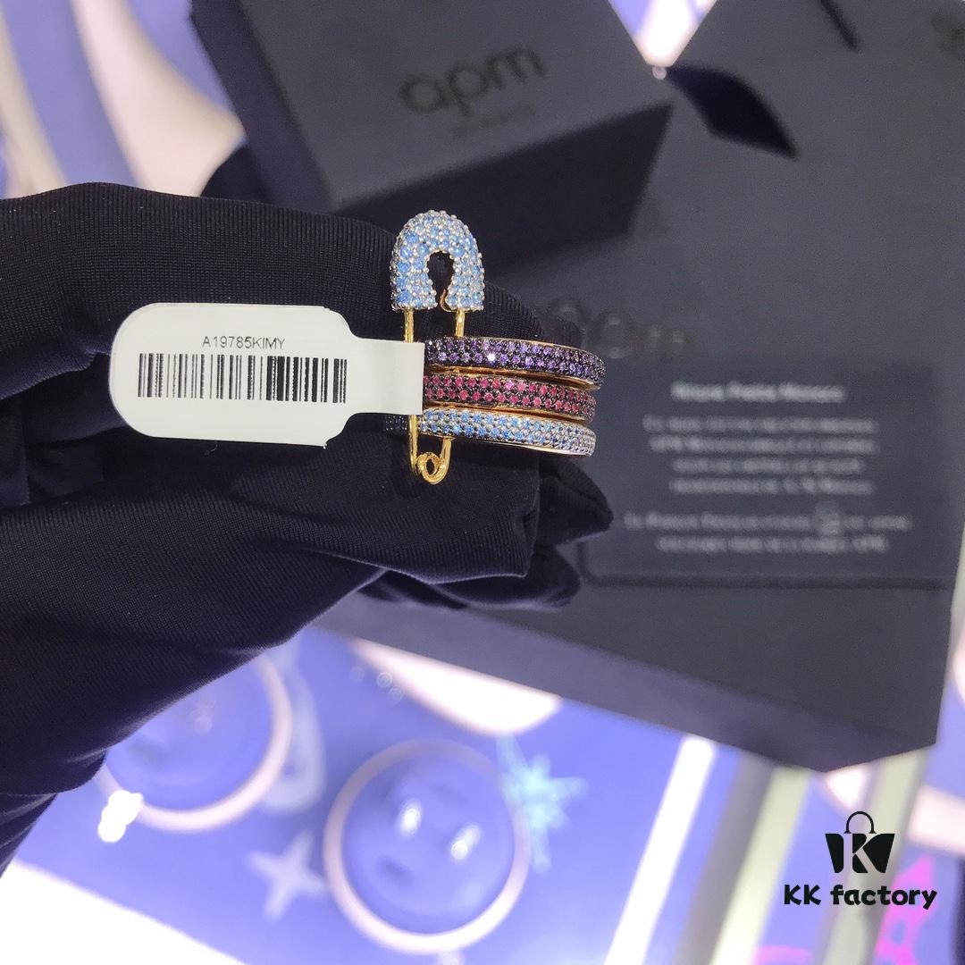 A Jia Safety Pin Ring, INS Multicolor Contrast, Unique Fashionable Design, Stylish European and American Style, Versatile Colorful Safety Pin Inspired Finger Ring