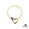 March New Arrival 💕 A's Monaco Rainbow Heart Pendant Chain Bracelet, Sweet Interlocking Rings, Valentine's Gift for Girlfriend