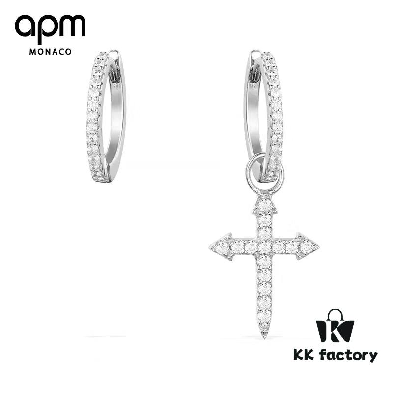 MONACO CROSS Asymmetric Earrings, Minimalist Cross Design