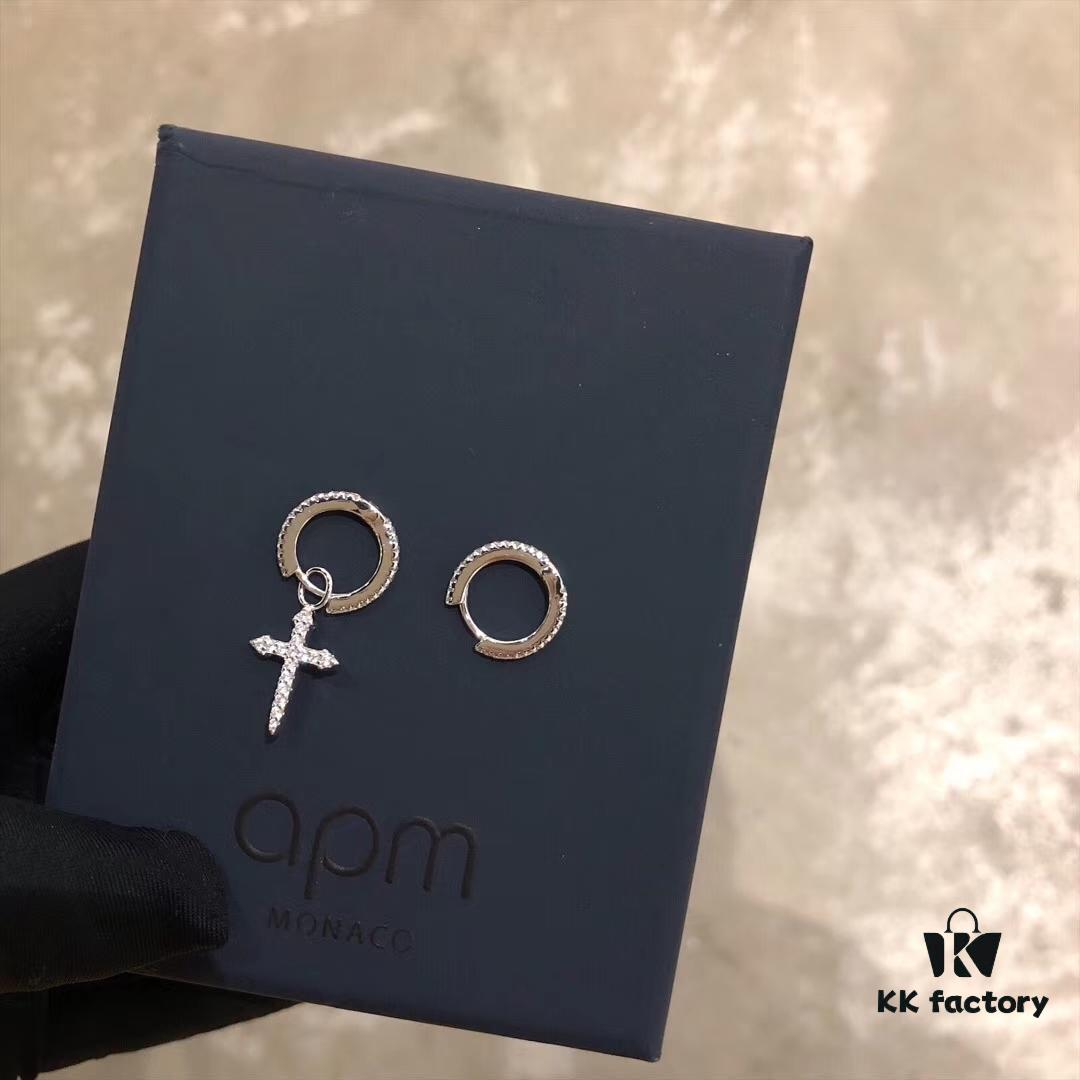 MONACO CROSS Asymmetric Earrings, Minimalist Cross Design