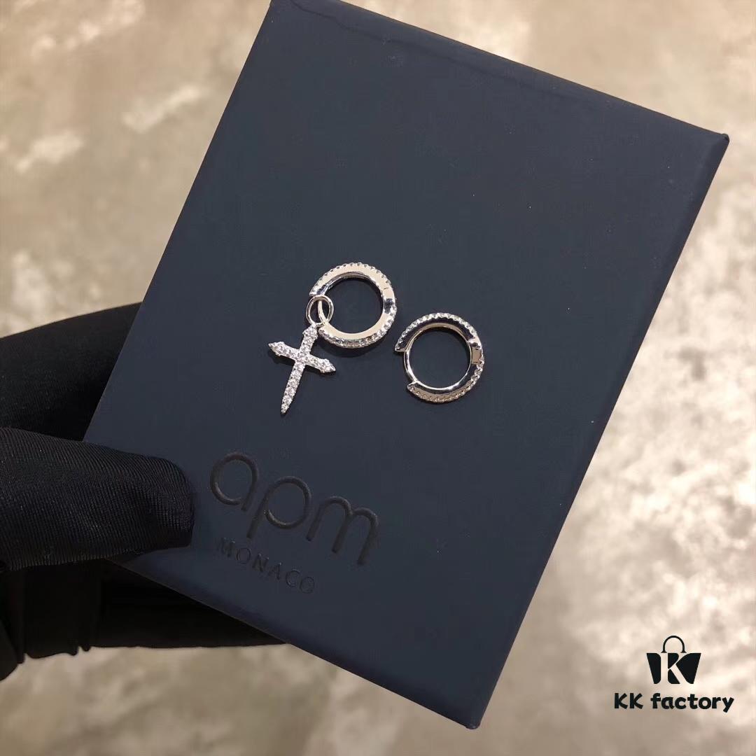 MONACO CROSS Asymmetric Earrings, Minimalist Cross Design