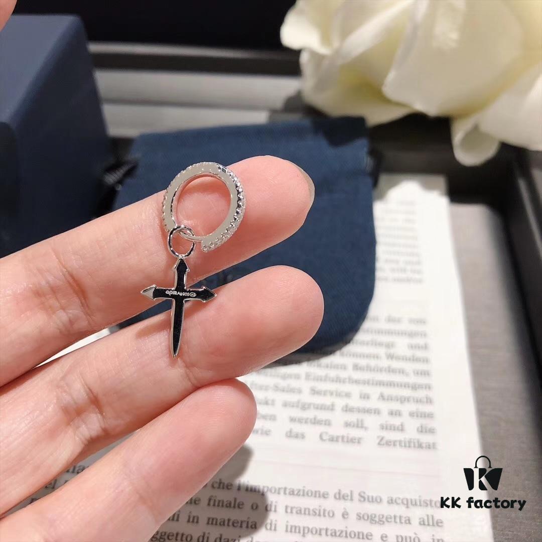 MONACO CROSS Asymmetric Earrings, Minimalist Cross Design