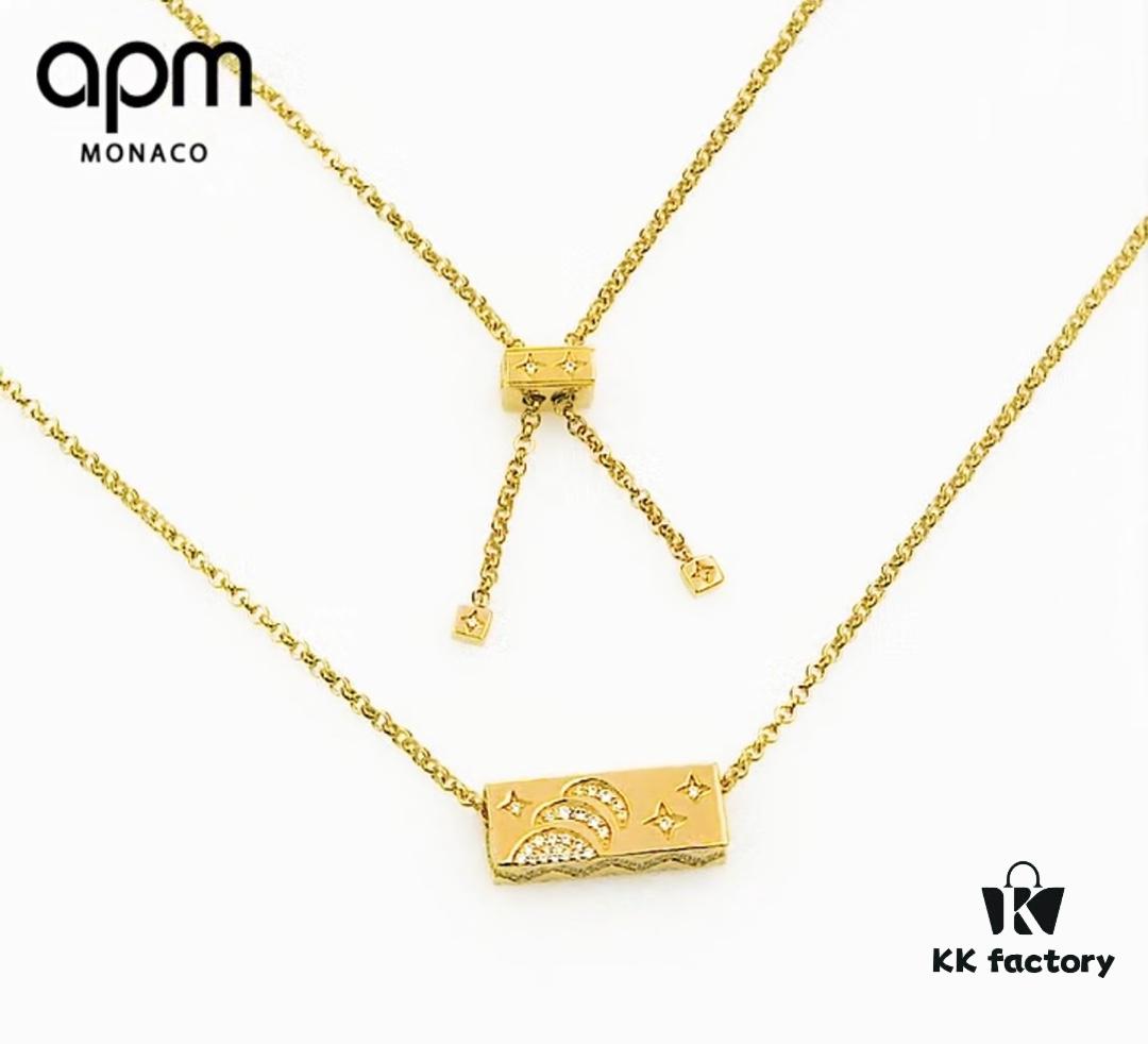 New Arrival 💕 A's Monaco New Square Dreamy Star and Moon Necklace for Women, Luxury Elegant Geometric Collarbone Chain