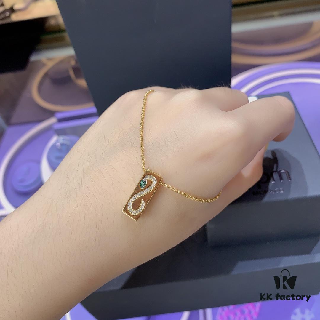 A Brand Monaco New Arrival Exotic Snake Necklace for Women, Fashion Colorful Gold Collar Chain Pendant with Square Plate Design