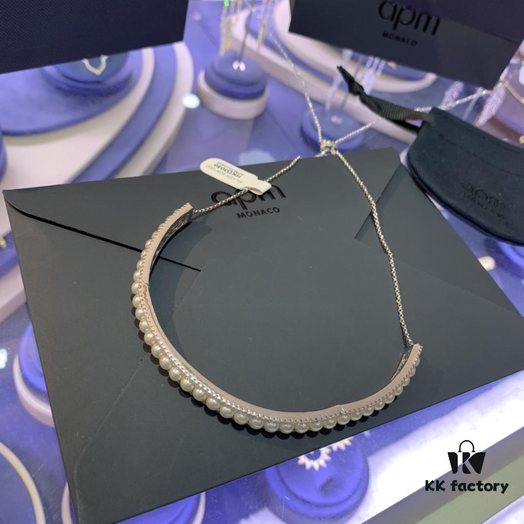 A Family Monaco New Arrival Freshwater Pearl Double-Layer Choker Necklace for Women, Collarbone Chain Gift