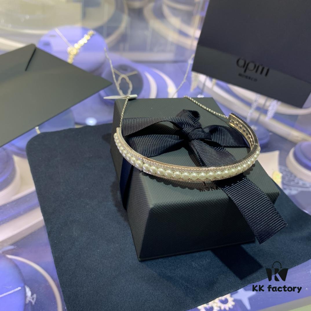 A Family Monaco New Arrival Freshwater Pearl Double-Layer Choker Necklace for Women, Collarbone Chain Gift