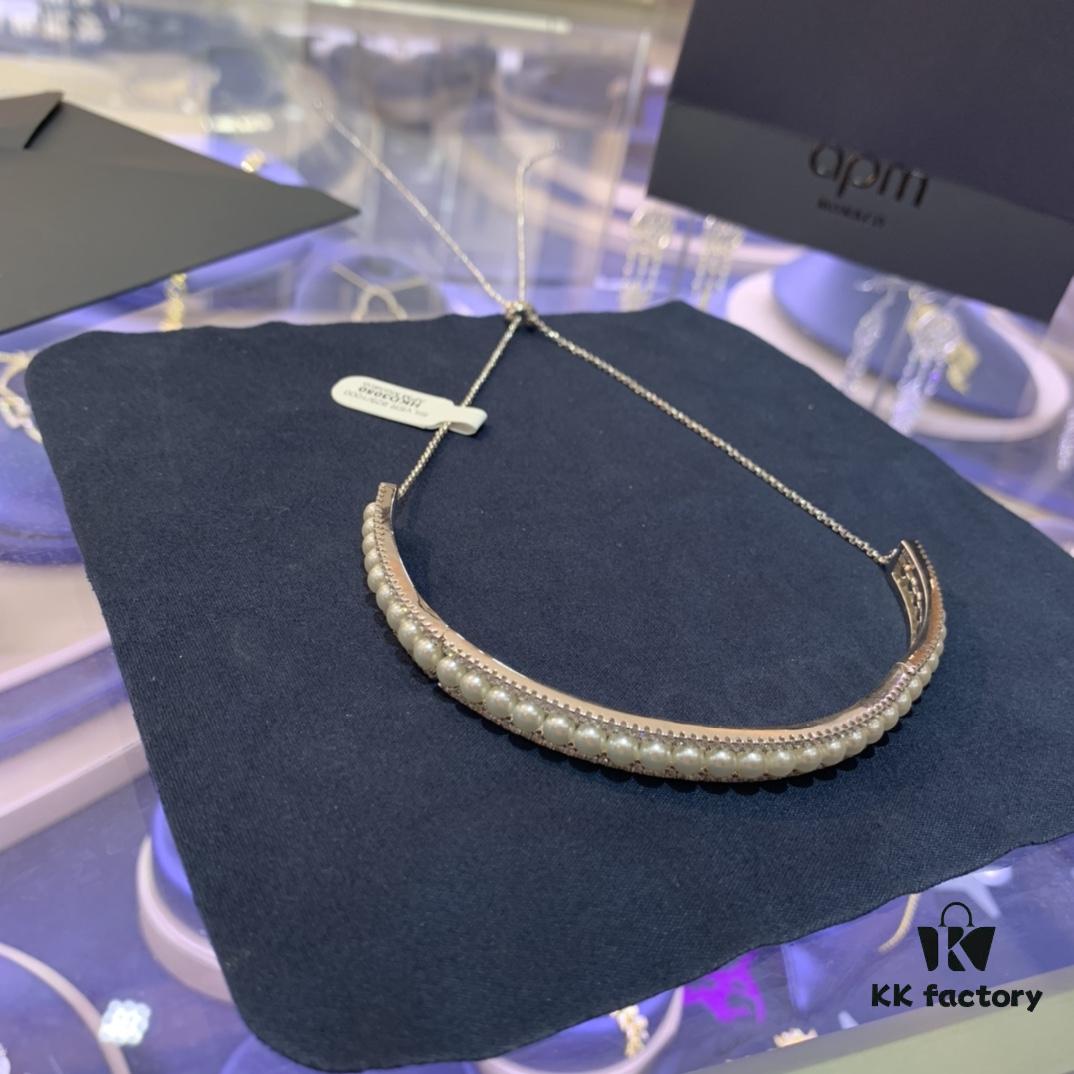 A Family Monaco New Arrival Freshwater Pearl Double-Layer Choker Necklace for Women, Collarbone Chain Gift