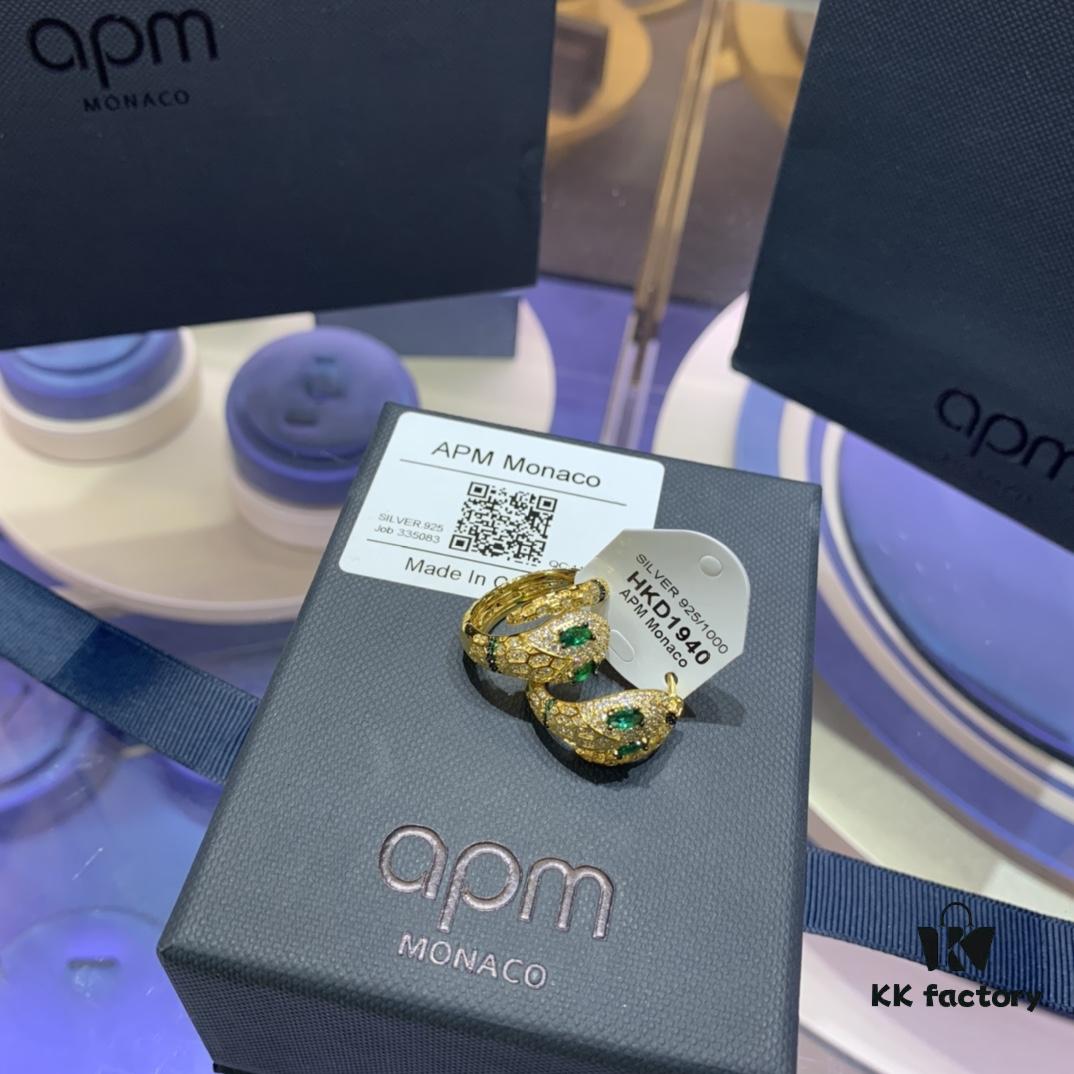 A Family Monaco Exotic Snake Earrings with Green Stone, New Arrival, Stylish and Meaningful Serpent Design Women's Jewelry