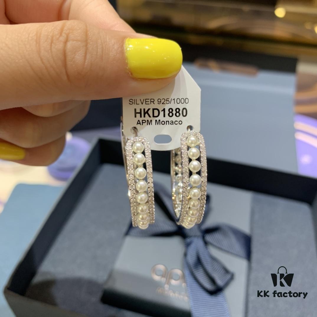 A Brand Monaco New Arrival Freshwater Pearl Hoop Earrings for Women, Elegant and Trendy European-American Style Influencer Earrings