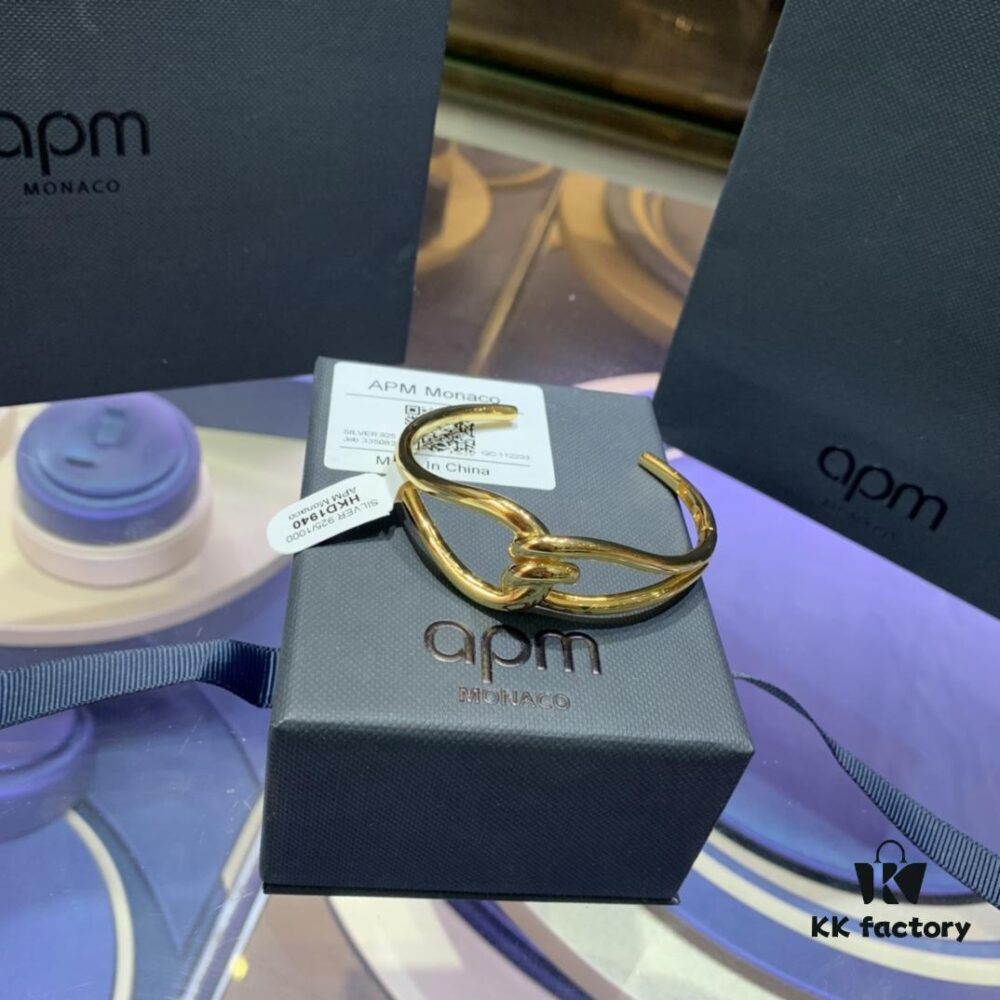 A Family Monaco New Arrival Twisted Knot Open Bangle Bracelet for Women, Gold-Tone Geometric Jewelry in European and American Style, Perfect Gift for Girlfriend