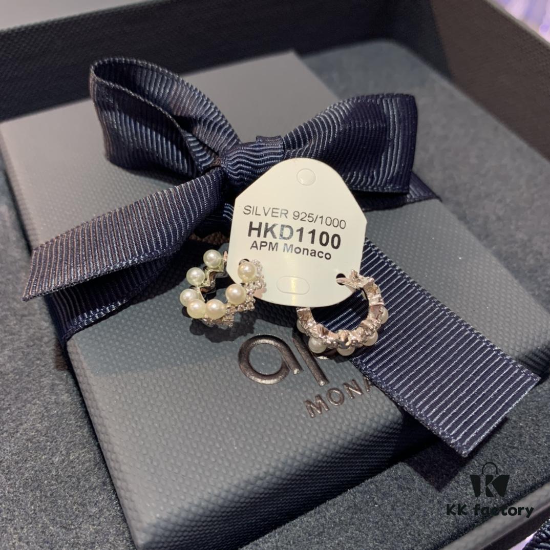 A Family Monaco Style Stylish Mini Pearl Earrings for Women, New Geometric Hoop Earrings, Gift for Girlfriend